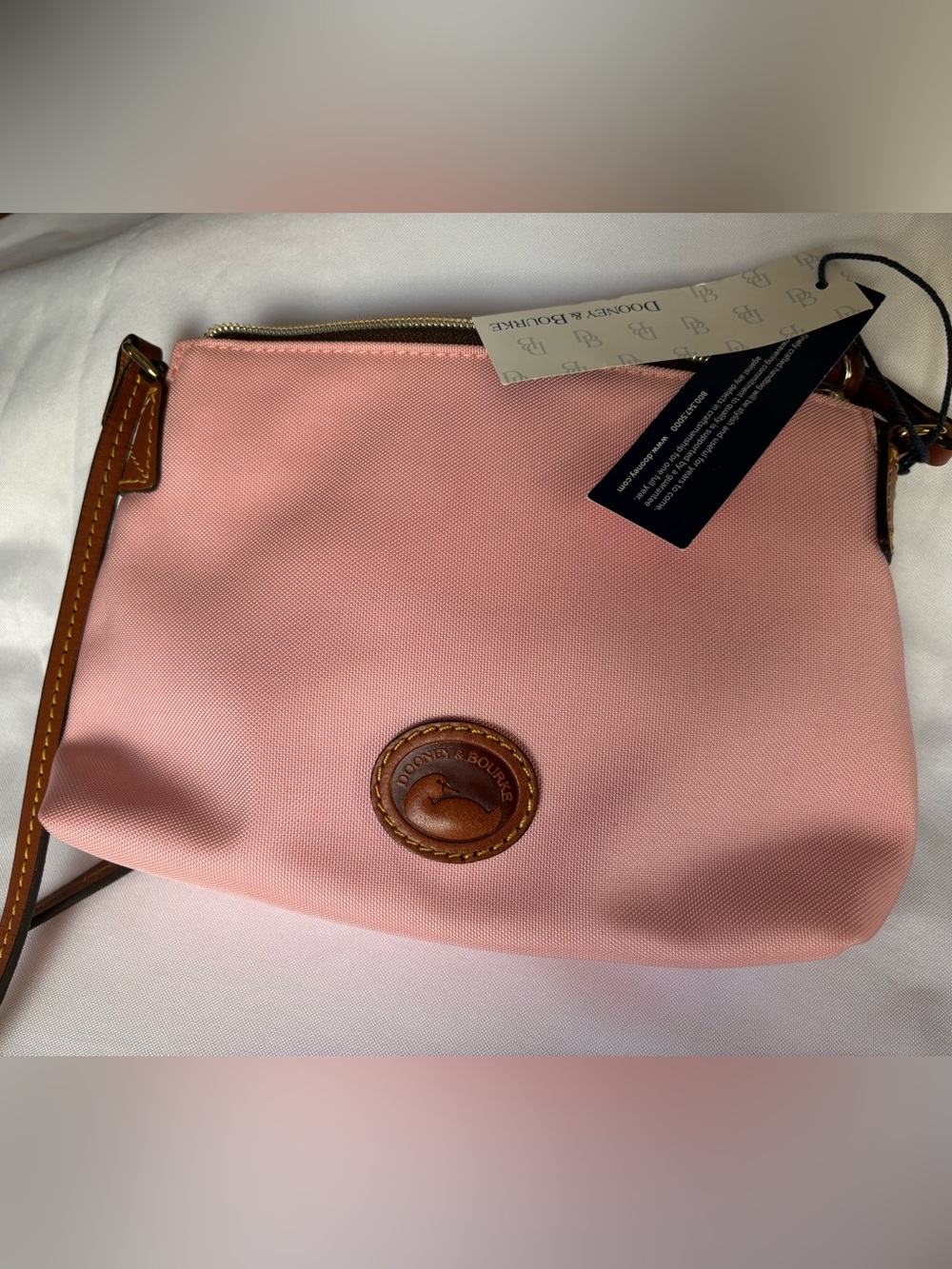 Dooney & Bourke Pink Crossbody Bag with Brown Leather Trim